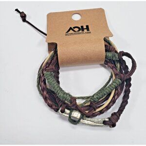 Art Of Homage Men's Black Cross Leather Spiritual Bold Modern Layered Bracelets